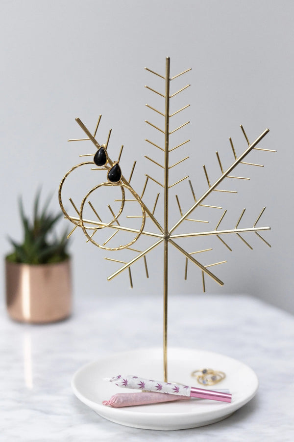 Display and organize your jewelry with this distinctively designed Cannabis Leaf Jewelry Tree and ivory ceramic dish.