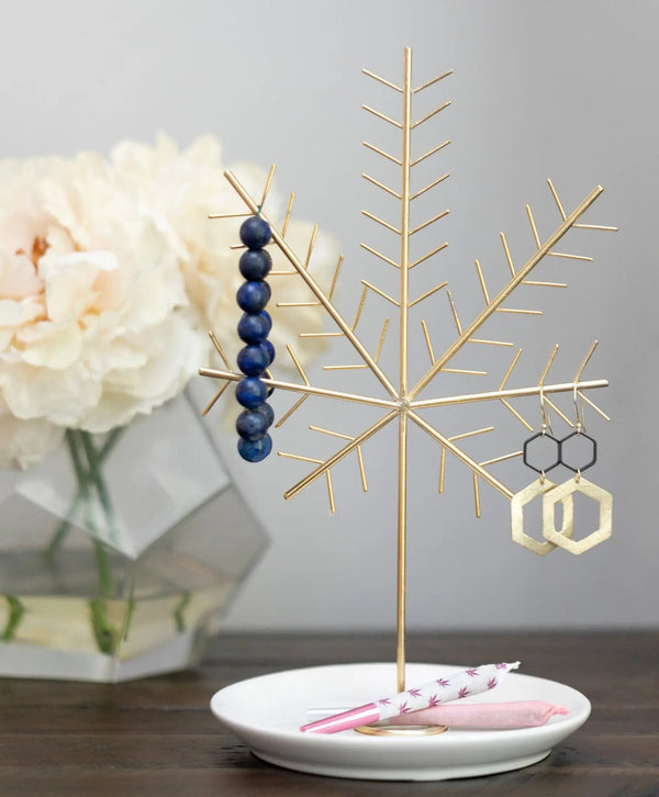 Display and organize your jewelry with this distinctively designed Cannabis Leaf Jewelry Tree and ivory ceramic dish.