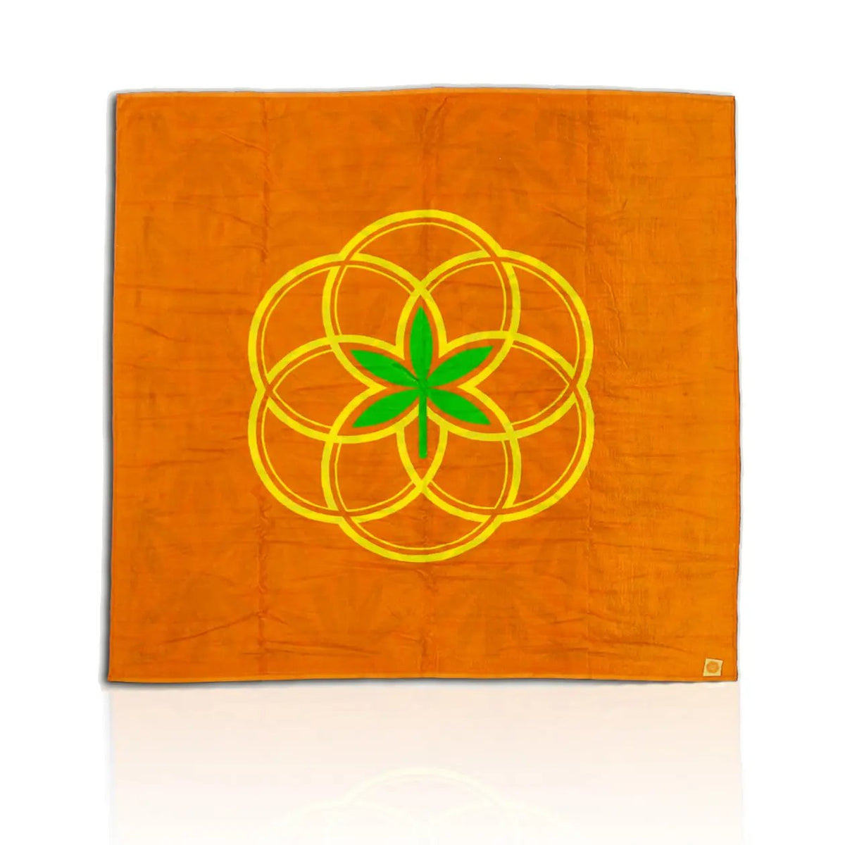 Luxurious big beach towel with My Bud Vase logo and green bud leaf.
