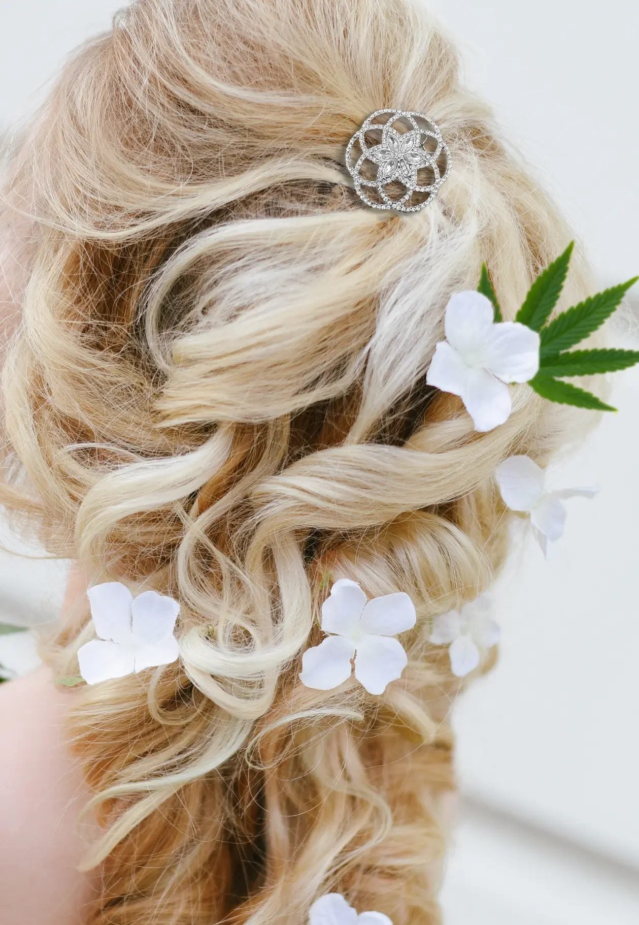 Barrettes and earrings for the bridal party.